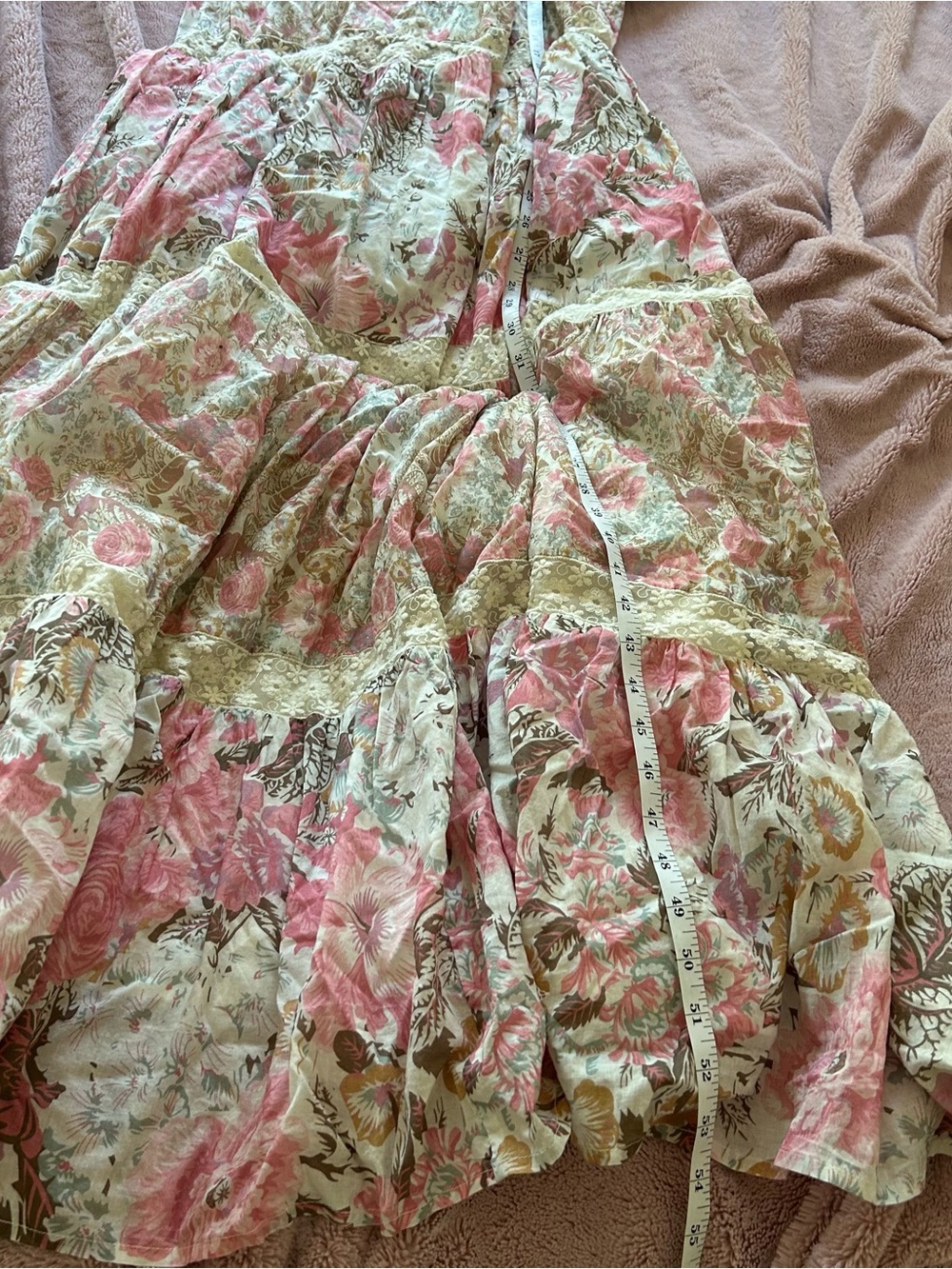 LoveShackFancy Rose and Cream Floral Tiered Maxi Dress - Picture 9 of 12